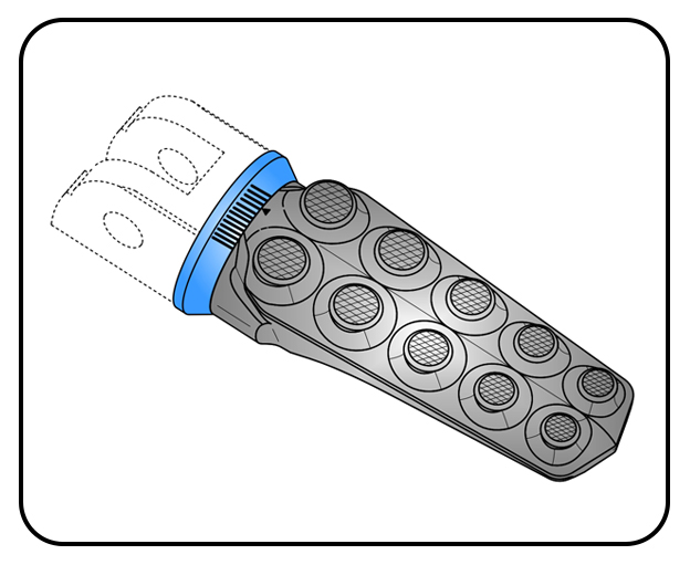 PRECISION, Marques incorporées pour un réglage correct.