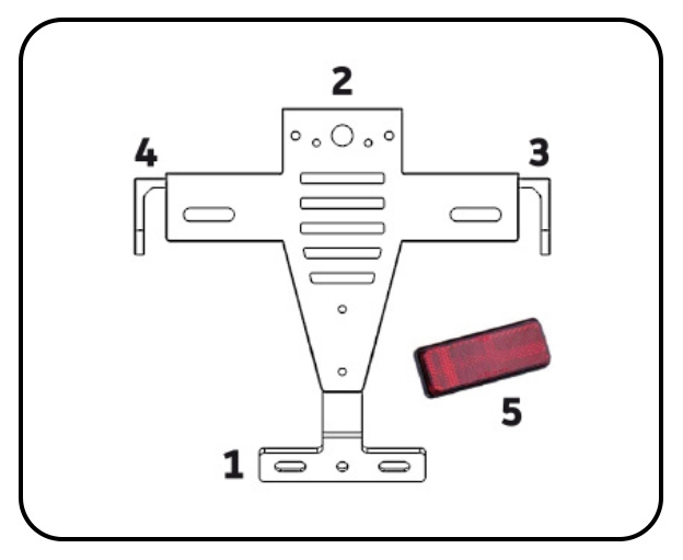 KIT, Comprend le groupe d’éclairage de plaque + catadioptre, tous deux homologués. Selon les modèles.